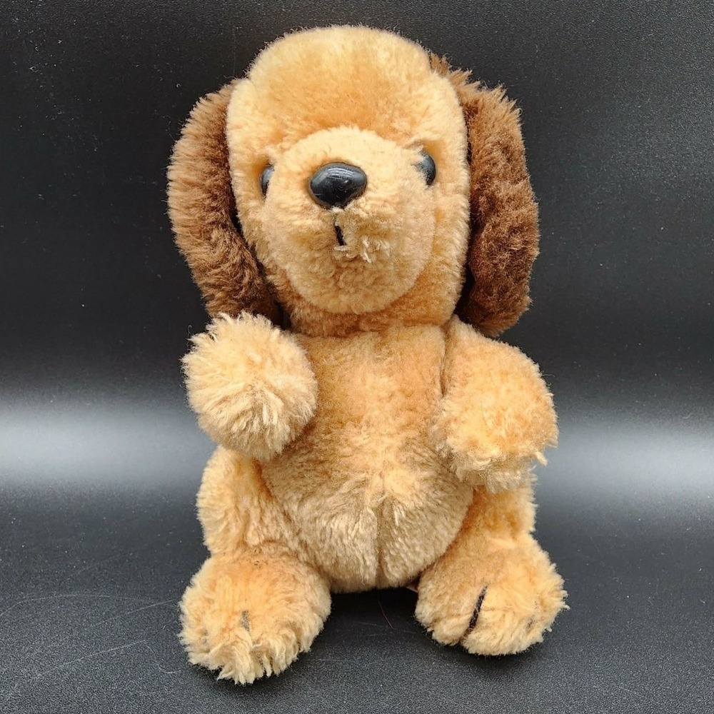 Fun Farm Tan Brown Puppy Dog Plush 1982 Vintage Stuffed Animal‎ Toy Korea 8 Inch
